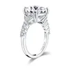 Ainuoshi 925 Sterling Silver 5 karat kudde klippt förlovningsring 3-sten ring simulerade diamant bröllop silver ring smycken y20010235j