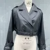 Kvinnors päls faux RR3191 Kort överdimensionerad lädereffekt Trencher Rockar Fake Croped Jackets Damer Långärmad Löst kvinnor COA 231025