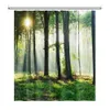 Shower Curtains Natural Scenery Shower Curtain Set Forest Waterfall Spring Landscape Home Bathtub Decor Waterproof Polyester Bathroom Curtains 231025