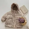 Down Coat Children's Floral Down Jacket 18m-6y Girls 'Cute Cotton, wyściełane ubrania Zimna kurtka dziecka 231025