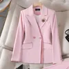 Kadınlar Suits Blazers S-4XL Pembe Beyaz Kadınlar Blazer ve Pantolon Takım Ofis Bayanlar İş İşleri Giyim 2 Parça Set Kadın Uzun Kollu Ceket ve Pantolon 231023