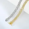 Link Bracelets Hip Hop Punk Shiny Diamond Tennis Chain 3A Cubic Zirconia Bracelet Gold Silver Glacier Clustered For Men Women