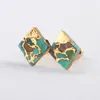 Stud Earrings BOROSA 5/10Pairs Gold Plated Rhombus Copper Turquoise Natural Blue Stone For Women G1989