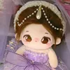 Ensemble de vêtements de poupée faits à la main, 3 pièces, 202530cm, robe de mariée violette, coiffure en perles, tenue en peluche Kpop, jouets pour bébé, costume 231025