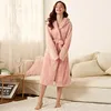 Women's Sleepwear Women Robe Kimono Pink Nightgown Winter Flannel Sweet Hooded Warm Cute Loose Cozy Thick Fashion Soft Ladies Nightwear