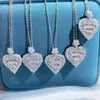 Luxury Heart Shape Pendant AAAAA Zircon CZ Real 925 Sterling Silver Party Wedding Pendant With Chain Necklace For Women Jewelry2784