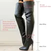 Boot Boots Matte Black Pointy Toe Thigh High Long Autumn Winter Zip OvertheKnee Party Shoes Plus Size Stiletto 231025