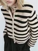 Women's Jackets Women Single Breasted Striped Cardigan Jacket ONeck Long Sleeve Casual Slim Short Knitted Coat for Ladies Spring 231026