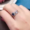 Cluster Rings Natural London Blue Topaz Silver Ring 925 Heart Gemstone Fashion Jewelry November Birthstone