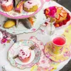 Dishes Plates 8Pcs 7inch Afternoon Tea Vintage Floral Paper Talking Tables Disposable Tableware for Birthday Party Wedding Decoration 231026