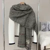 Knit Scarf Set For Men Women Winter Wool Fashion Designer Cashmere Shawl Ring Luxury Plaid Check Cotton Scarf Double sided color cashmere brown 1025005