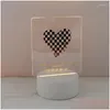 Night Lights Night Lights 3D Lamp Acrylic Led Light Heart Creative Child For Bedroom Decoration Christmas Decor Wedding Party Favors D Dhf2K