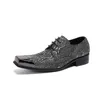 Dress Shoes Breathable Korean Genuine Leather Retro Square Steel Toe Oxford For Men Lace Up Flats Suit Crocodile Formal Luxury Man