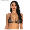 BHs Frauen Glänzender Strass-BH Halter Fischnetz Dreieck Bikini Tops Hot Sexy Dessous Transparent Sheer Mesh Bralette Erotische Crop Top T231026