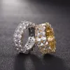 7-12 Gouden Liefde Ringen Micro Verharde 2 Rij Tennis Ringen Zirkoon Hip Hop Verzilverd Vinger Ring voor mannen Women2660