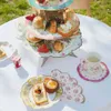 Dishes Plates 8Pcs 7inch Afternoon Tea Vintage Floral Paper Talking Tables Disposable Tableware for Birthday Party Wedding Decoration 231026