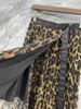 スカート2023SS夏の贅沢な女性高品質のヒョウ柄の女性2色のチュチュのためのミディプリーツスカート