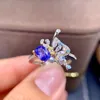 Bagues de cluster Le cadeau pour votre femme bien-aimée Tanzanite Bague de fiançailles de mariage Femmes 925 Sterling Argent Naturel et réel