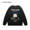 Herrtröjor Autumn Winter Fleece Cartoon Cute Men and Women Pullover Casual Loose Fit Students Sweatshirts Harajuku Sweatshirt