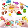 Kitchens Play Food Montessori DIY Cut Fruit Toy 3D Wooden Simulation Fruit Vegetables Cake Magnetic Children House Kitchen Toy Educational Toy GiftL231026
