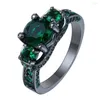 Anneaux de mariage UFOORO Mode Black Gun Promesse Bijoux Princesse Vert Zircon Bague de Fiançailles Pour Femmes Cadeau De Fête