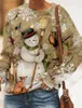 Felpe con cappuccio da donna Autunno Inverno Maglione natalizio Vintage eleganti Top da donna O collo stampato Felpa a maniche lunghe Moda di strada Pupazzo di neve