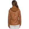 Cuir pour femme Faux cuir 7XL marron à manches longues dames veste en cuir Pu femmes coupe ajustée courte vestes d'hiver vêtements de moto mode imperméable au vent 231026