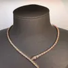 Luxe Banketketting Designer Hanger Kettingen Goud Volledige Zirkoon Slangvorm Ronde Choker Voor Vrouwen Sieraden Met Doos Feestcadeau Bruiloft Liefhebbers