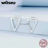 Stud Wostu 925 Sterling Silver Triangle Star Front-back örhängen Kvinnor Simple Geometric Hollow-Out Ear Studs Party Jewelry Gift YQ231026