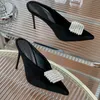 2024 Designer New Shoes Sexy Rhinestone Leather Luxury High Heels Lacquer Leather Thin Medium Heel Pointed Net Red Star Dress Shoes