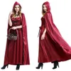 Traje de natal cosplay traje novo rpg roupa pouco vermelho equitação capuz vampiro vestido longo gótico rainha desempenho traje