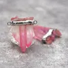 Collane con ciondolo 10 pezzi Gioielli fatti a mano all'ingrosso saldati graduati forma libera irregolare sfaccettato rosa stagno cristallo trasparente PM29775