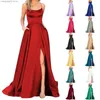 Basic Casual Dresses Sexy Spaghetti Strap Wedding Dresses For Women Backless Side Slit Satin Tunic Slip Prom Dress Female Party Evening Long Dress T231026