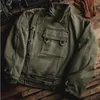 Jagdjacken AMEKAJI Verdickte schwere doppellagige abnehmbare Liner-Canvas-Motorradjacke Militär Outdoor-Fahren Radfahren Ski