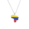 Ожерелья с подвесками из евро-американской нержавеющей стали, карта Венесуэлы с ожерельем с флагом