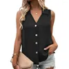 Blusas femininas sumemr tan topo camisa de cor sólida elegante oversize com decote em v regata respirável macio casual verão camisetas