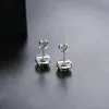 Stud Earrings Cute Green For Women Girl Solid S925 Sterling Silver Natural Gemstone Chrome Diopside