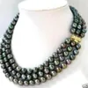 Collier de perles Akoya noires à 3 rangées de 7 à 8 mm, 17 à 19 pouces, 334V