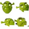 Maski imprezowe kreskówka figurka świąteczne DIY DEKADENTY Zielone Shrek Pvc Mask Cosplay Adt Animal Performance Prop Halloween na dom Home Drop de Dhhjx