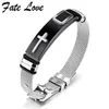 Fate Love Klassisches Kreuzarmband Herrenschmuck Edelstahlgeflecht Länge verstellbar Goldfarbe Mode Herrenschmuck Armbänder278V