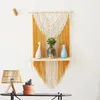 Home Decor Makramee Wandbehang Regal Boho dekorative schwimmende Pflanzen Schaukel Holz Aufbewahrungsbügel