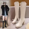 Boots Large size high boots for women in winter thick heels long back zipper fashionable women's stock 231025