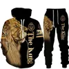 Survêtements pour hommes Cool Lion D imprimé pull sweats pantalons ensembles décontractés à capuche vêtements de sport mode vêtements pour hommes Suit224c