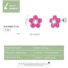 Stud Bamoer 925 Sterling Silver Pink Flower Brincos Florescendo Flores com Brilhante CZ Ear Studs para Mulheres Fine Jewelry Presente YQ231026