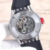 12 Estilos Mens Luxury Flywheel Watch Silver Skeleton Relógios 45mm * 13.5mm RD505SQ Movimento Automático 904L Caixa de Aço Inoxidável Relógios de Pulso Luminosos Automáticos