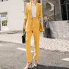 Frauen Zweiteilige Hosen Beruf Frauen Anzüge Single Button Weibliche Hose Lose Blazer Jacke Gerade Bleistift Casual 2 Stück Set