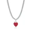 Design 925 prata esterlina contas colares para mulheres jóias com rosa azul vermelho preto cor esmalte coração colar inteiro y22031247f