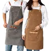 Tabliers Toile épaisse unisexe tablier bavoir Chef cuisine pour femmes hommes café barbier BBQ travail uniforme 231026