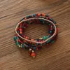 Pulsera de cuentas coloridas hecha a mano Estilo bohemio con hilo colgante de turquesa multicapa para mujer conjunto de dijes de moda de verano