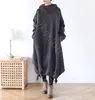 겨울 코트 오리지널 디자인 까마귀 드레스 느슨한 플러스 사이즈 여성의 대형 버전 후드 칼라 슬릿 케이프 드레스